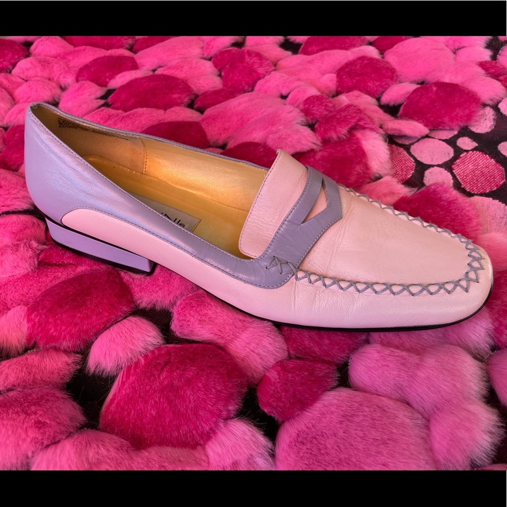 VTG *BELLINI Soft Lavender & Pink Leather Loafers - Picture 6 of 6